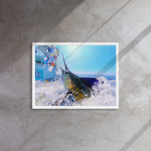 “The Strike” Framed Sailfish Canvas – Captain Hook Action Series